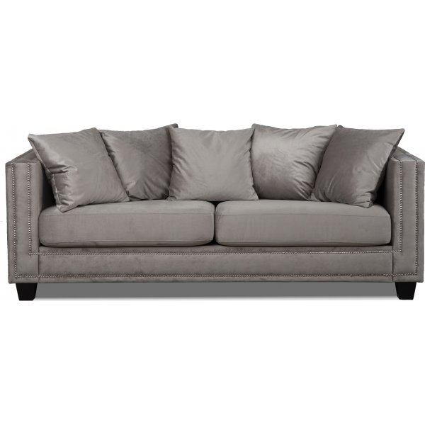 Temple Double Deco 3-seters sofa - Gr� beige / s�lv nagler