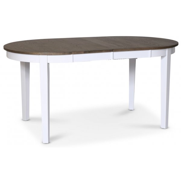 Skagen spisegruppe; spisebord 160/210x90 cm - Hvit / brunoljet eik med 6 stk Danderyd No.16 stoler Svart Skagen spisegruppe; spisebord 160/210x90 cm - Hvit / brunoljet eik med 6 stk Danderyd No.16 stoler Svart