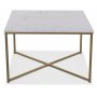 Maryland sofabord 75x75 cm - Hvit ekte marmor / Matt messing Maryland sofabord 75x75 cm - Hvit ekte marmor / Matt messing