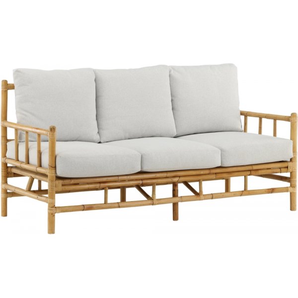 Cane 3-seters sofa - Lys grå/Naturlig Cane 3-seters sofa - Lys grå/Naturlig