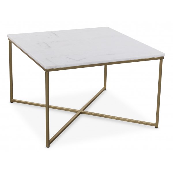 Maryland sofabord 75x75 cm - Hvit ekte marmor / Matt messing Maryland sofabord 75x75 cm - Hvit ekte marmor / Matt messing