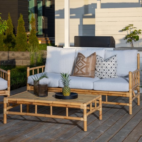 Cane 3-seters sofa - Lys grå/Naturlig Cane 3-seters sofa - Lys grå/Naturlig