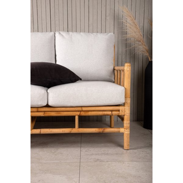 Cane 3-seters sofa - Lys grå/Naturlig Cane 3-seters sofa - Lys grå/Naturlig
